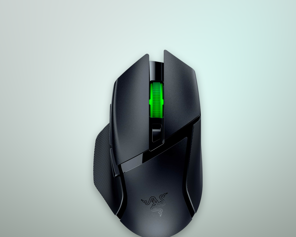 Razer Basilisk V3 X HyperSpeed vista frontale del mouse ergonomico per destrimani