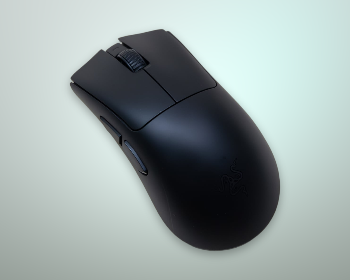 Razer DeathAdder V3 HyperSpeed, mouse gaming ergonomico wireless nero visto dall'alto
